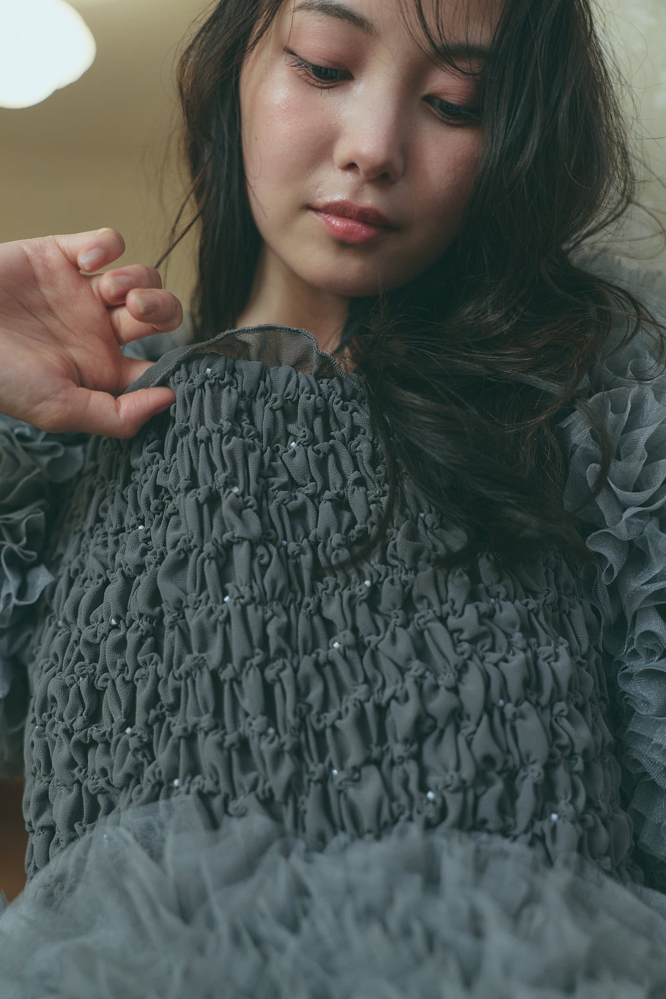 soft sparkle tulle blouse
