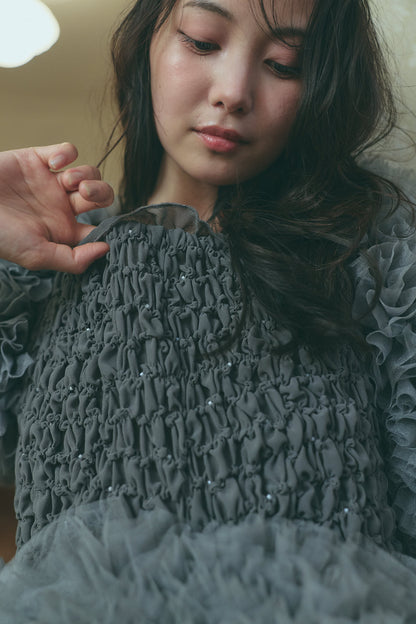 soft sparkle tulle blouse