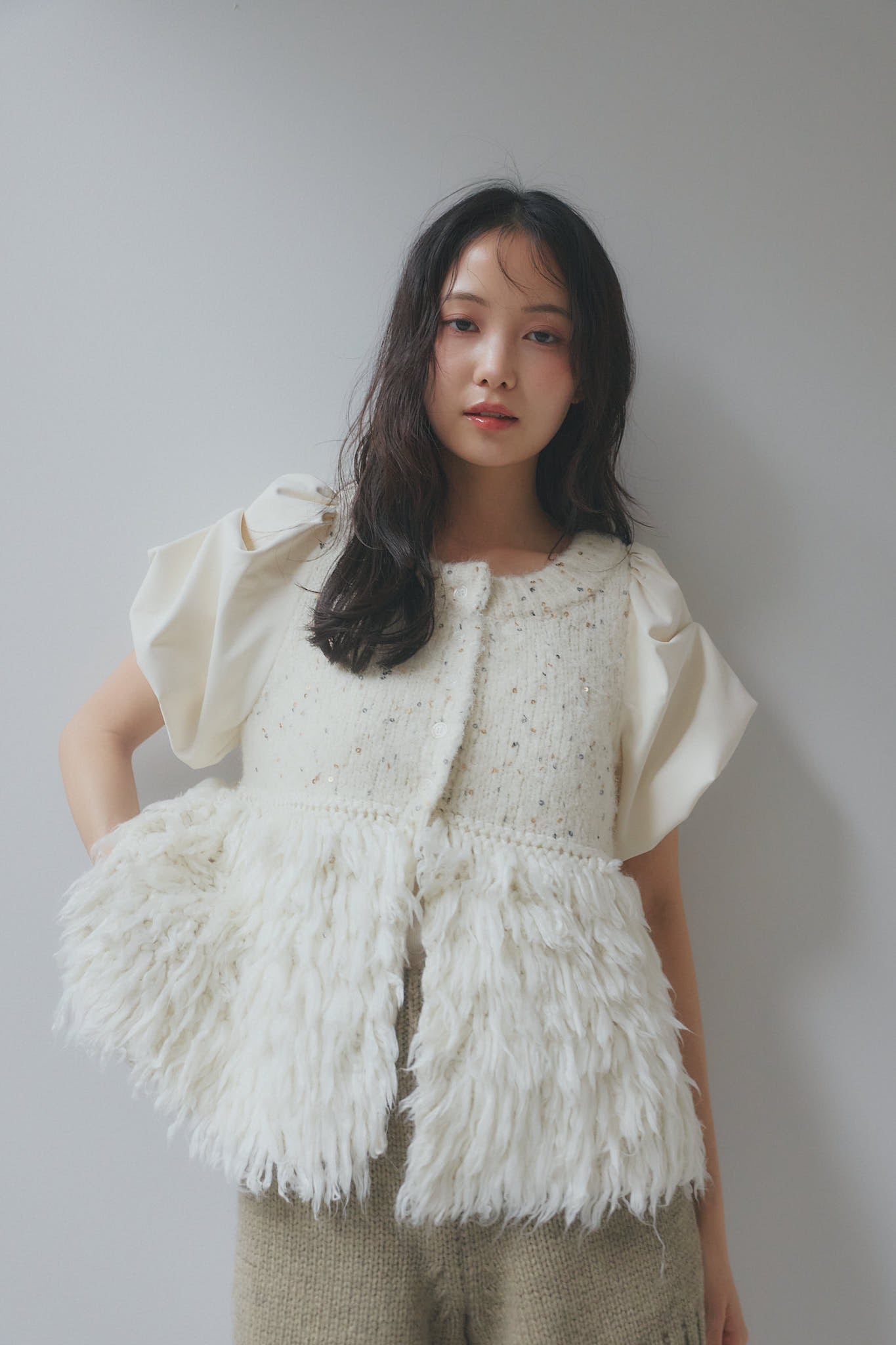 fringe design glitter summer knit