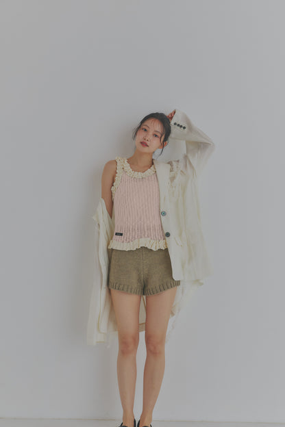 sheer rib frill tops