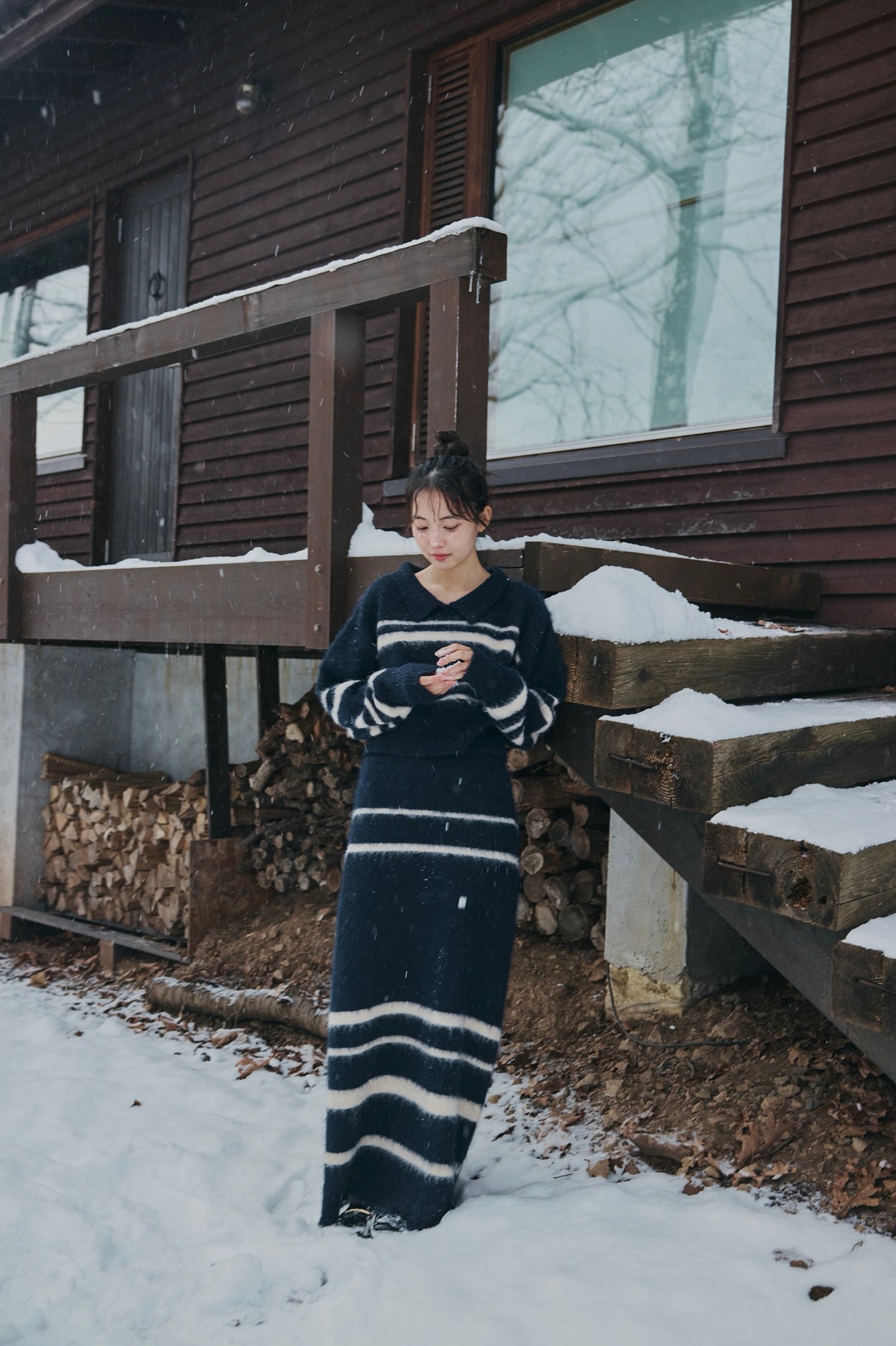 nuance border knit maxi skirt