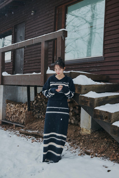 nuance border knit maxi skirt