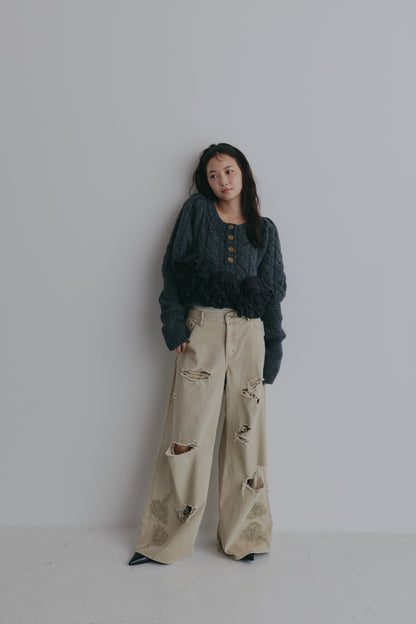 corsage knit cardigan