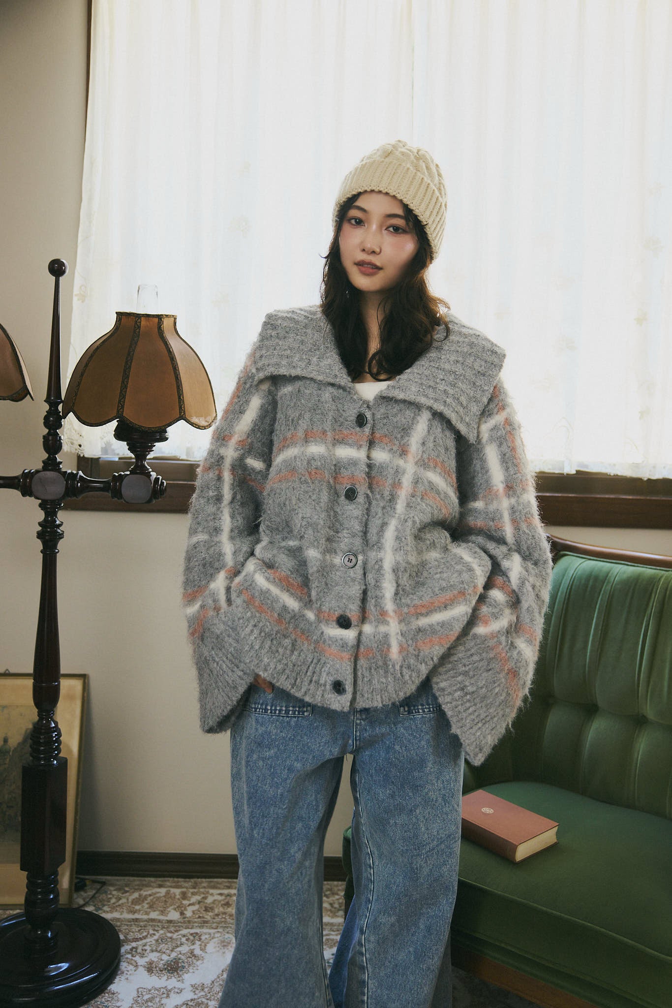 checked pattern knit