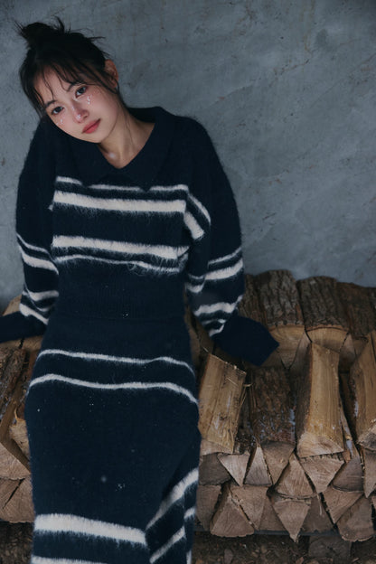 nuance border collar knit