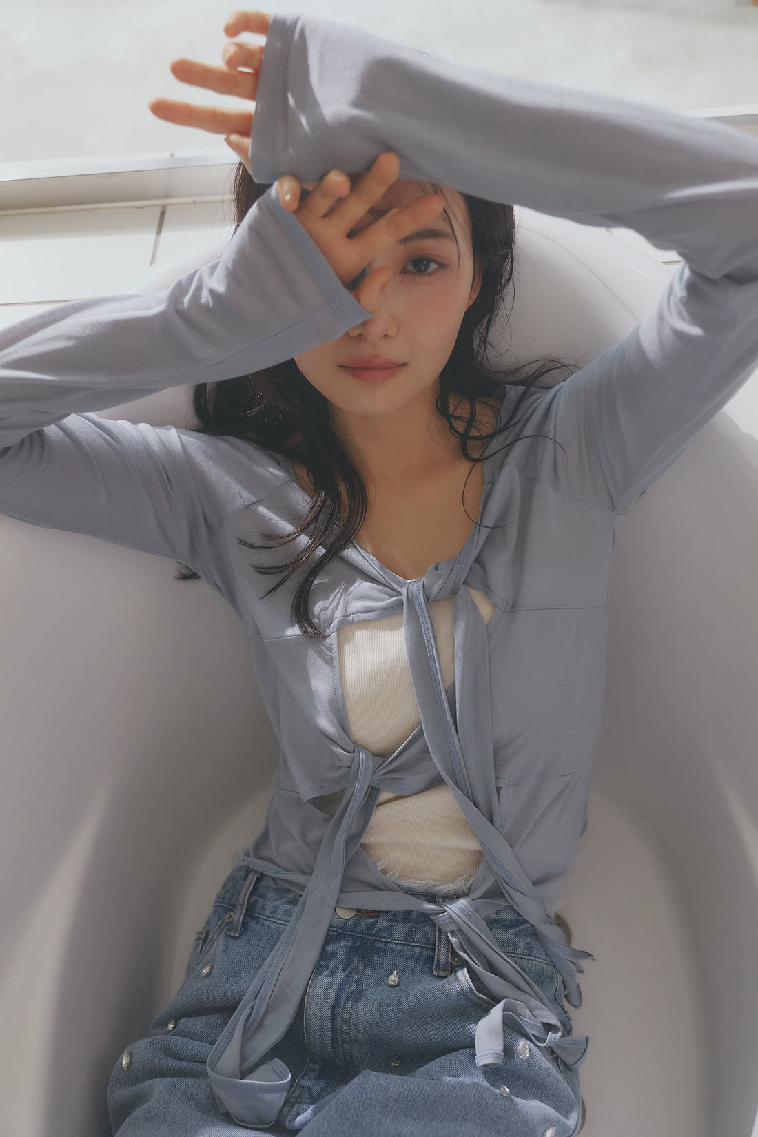 tie design sheer tops