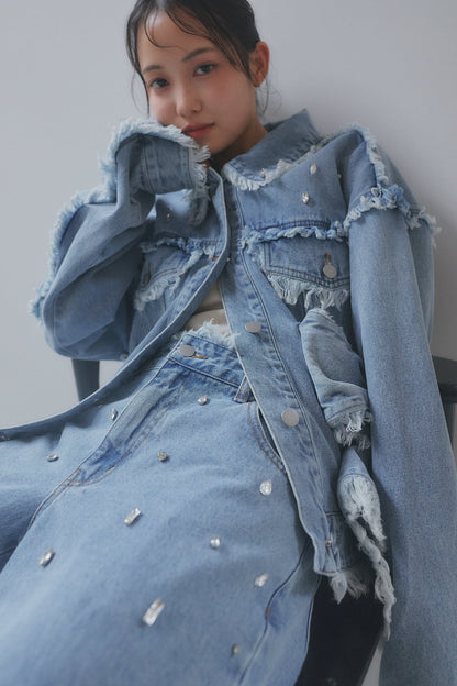 bijou fringe flare denim