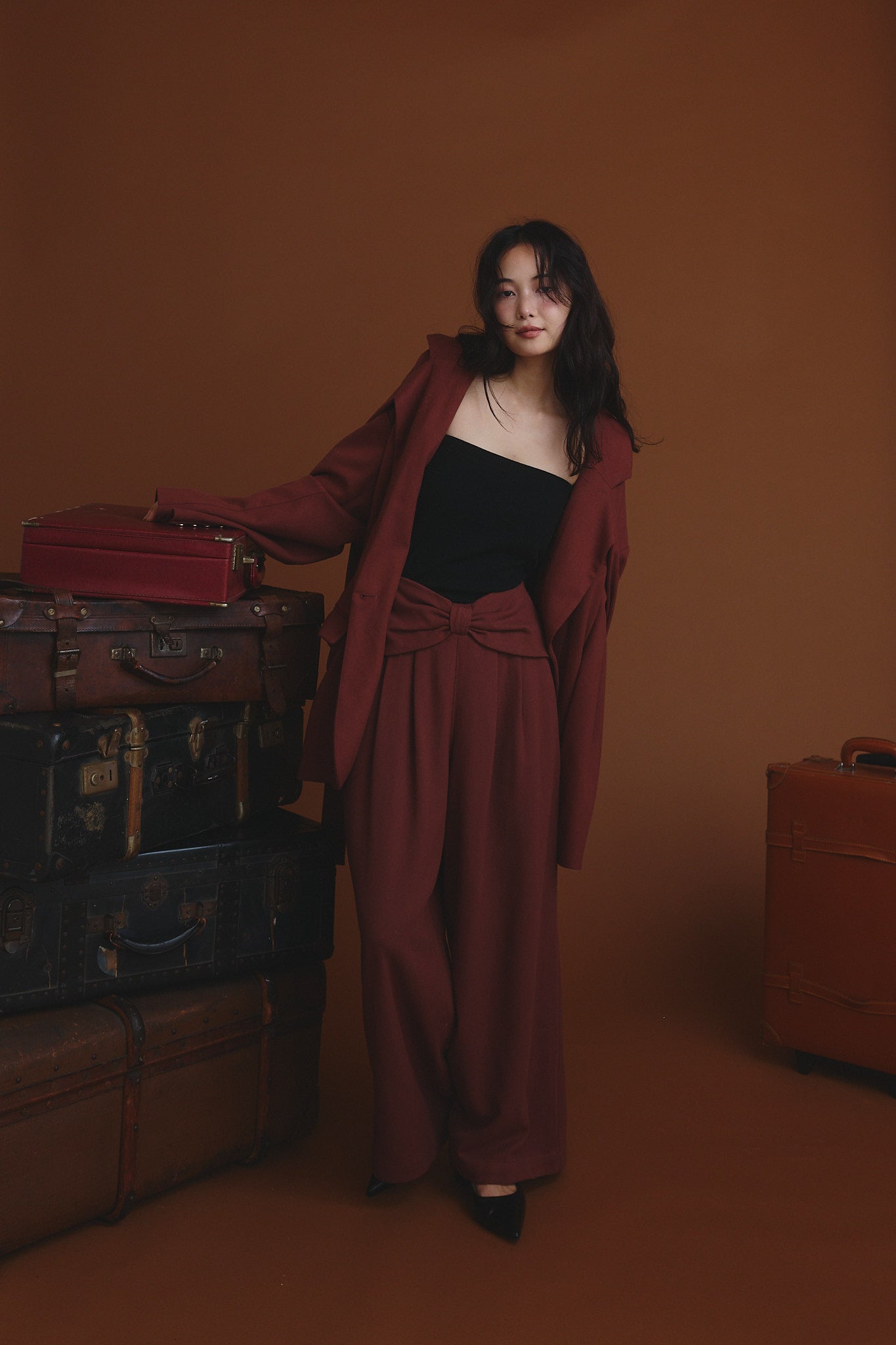 waist ribbon design pants