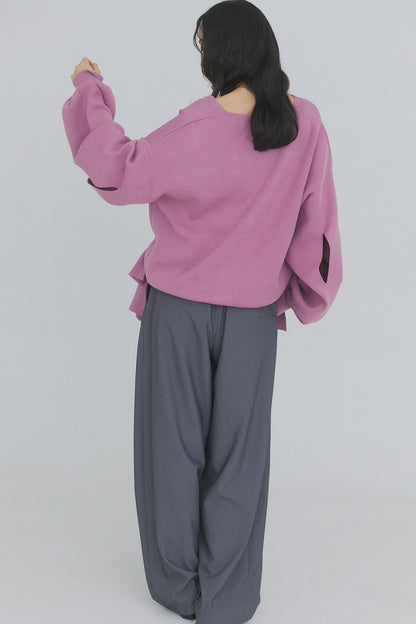 hole ribbon spring cardigan