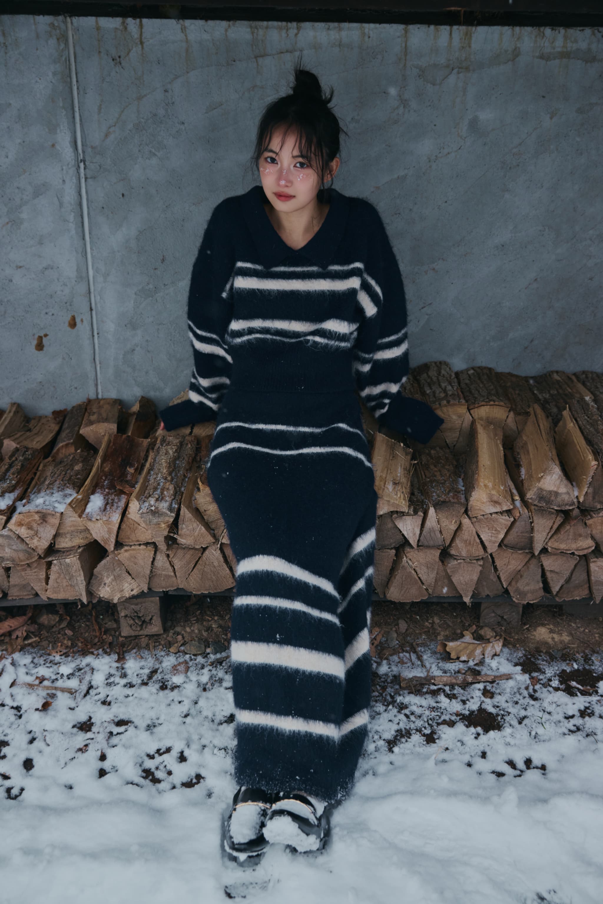 nuance border collar knit