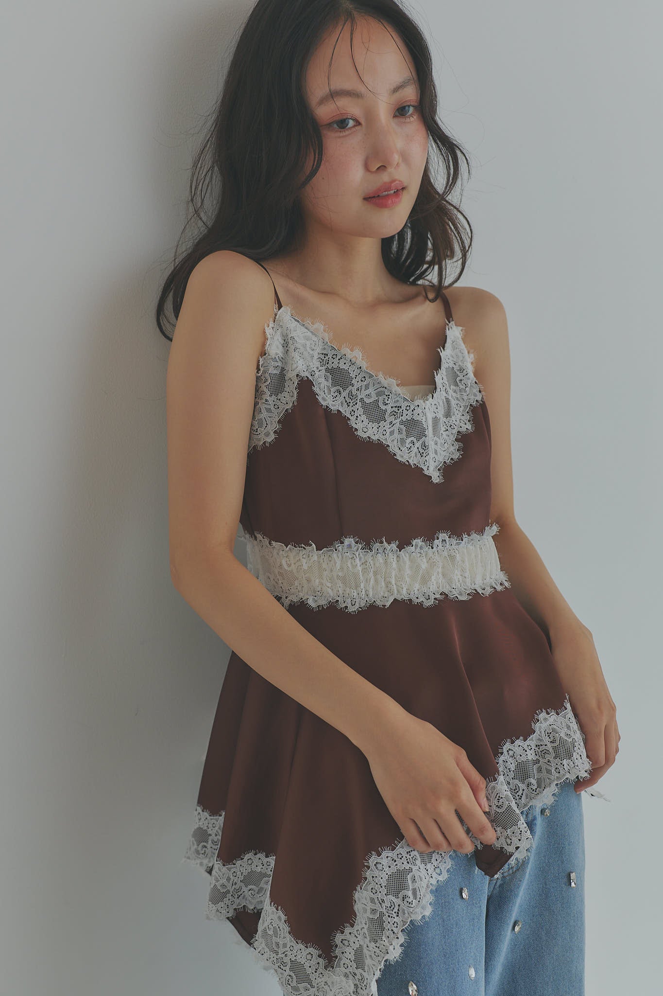 andequal アンドコール　asymmetry lace camisole asymmetry lace camisole – andequal