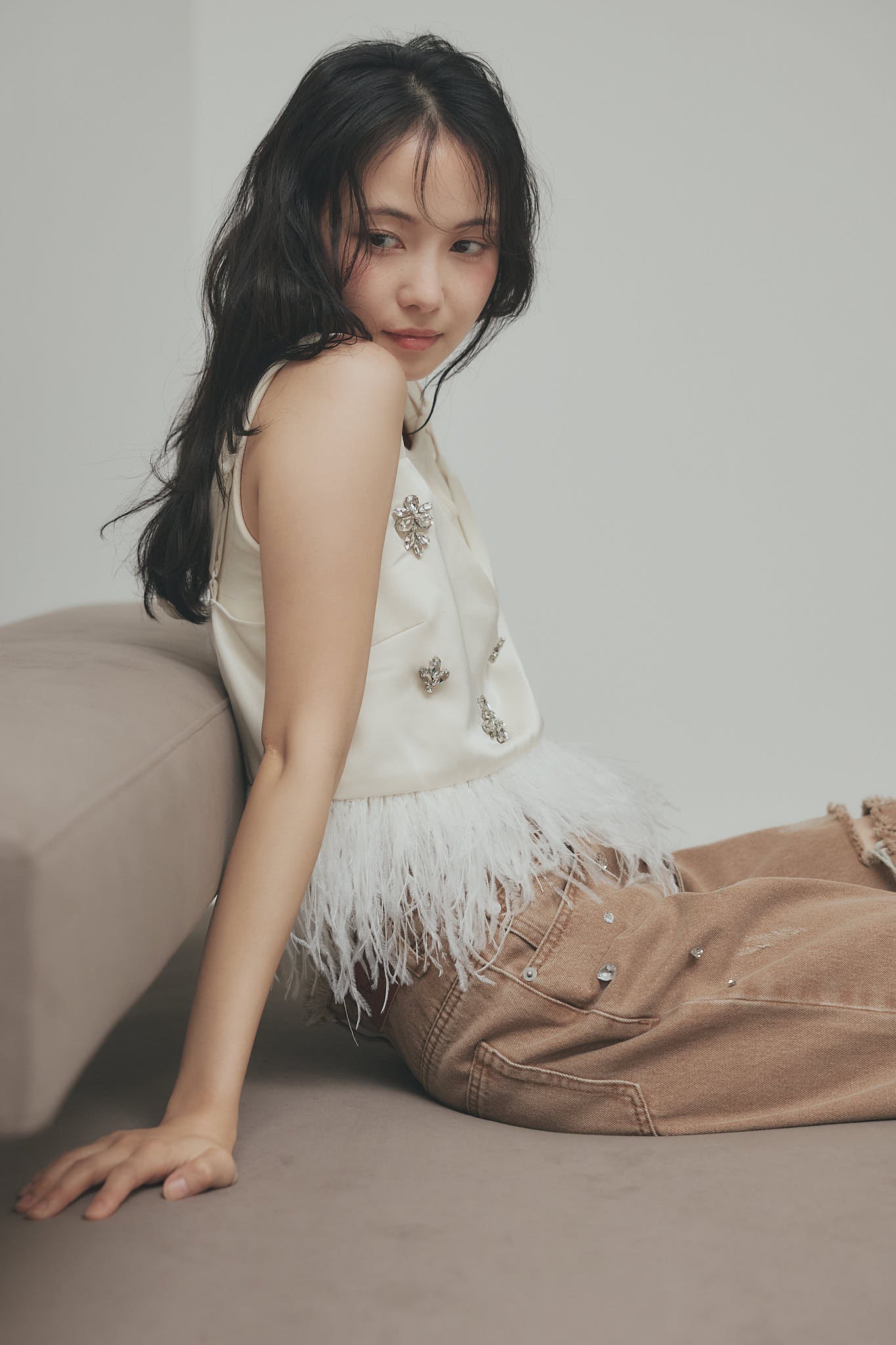 feather design bijou bustier