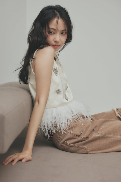 feather design bijou bustier