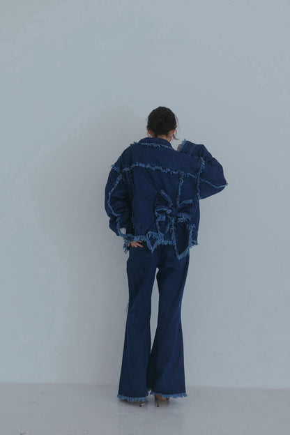 bijou fringe flare denim