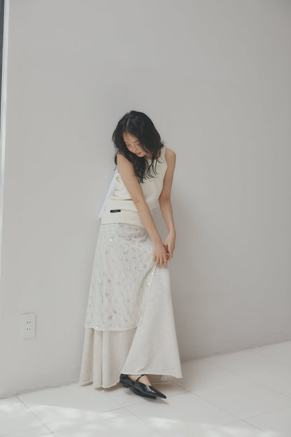 spangle layered sweat skirt