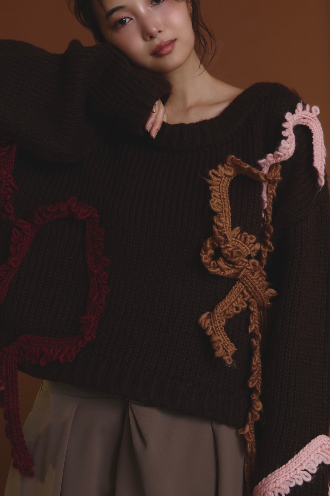 Andequal asymmetry fringe knit アンドコール asymmetry fringe knit – andequal