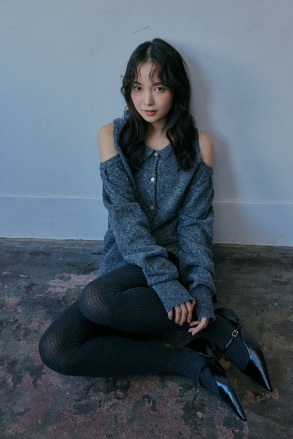 collar design shoulder knit