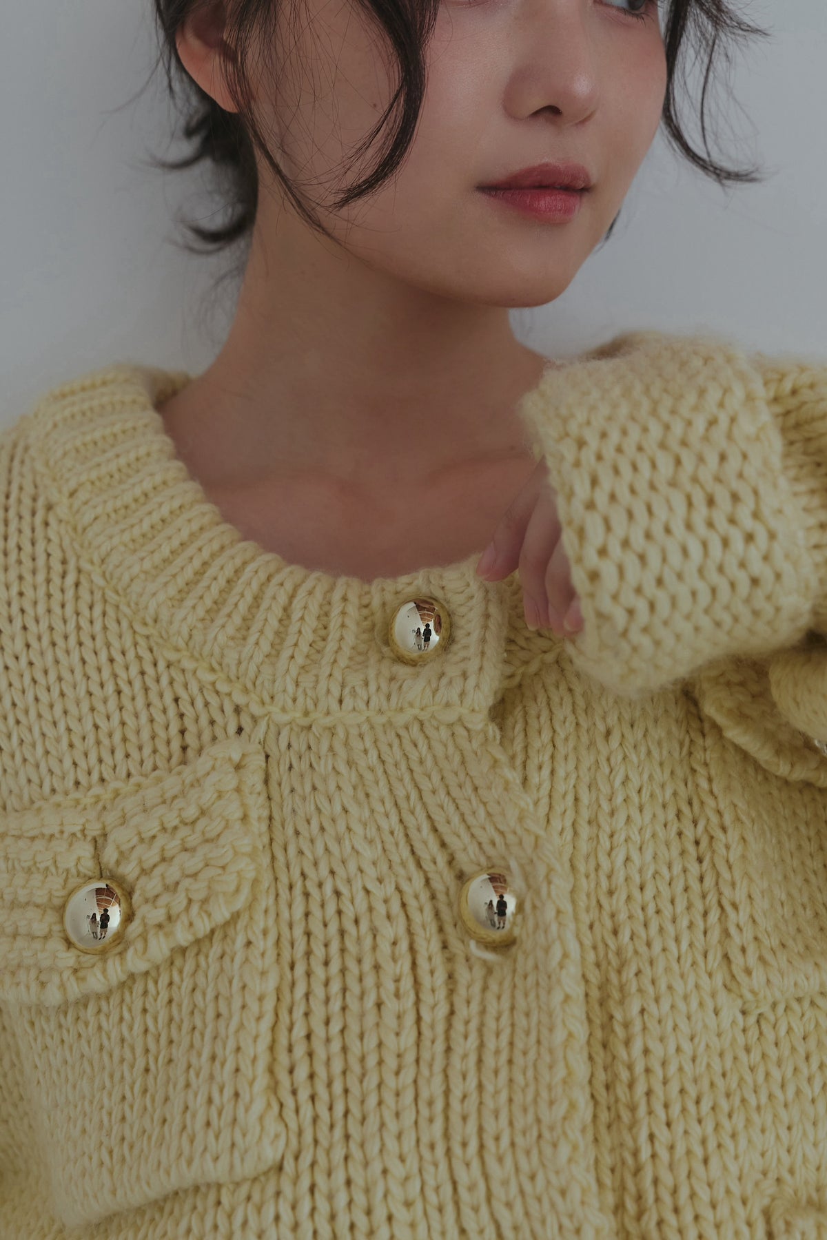 gold button pocket knit