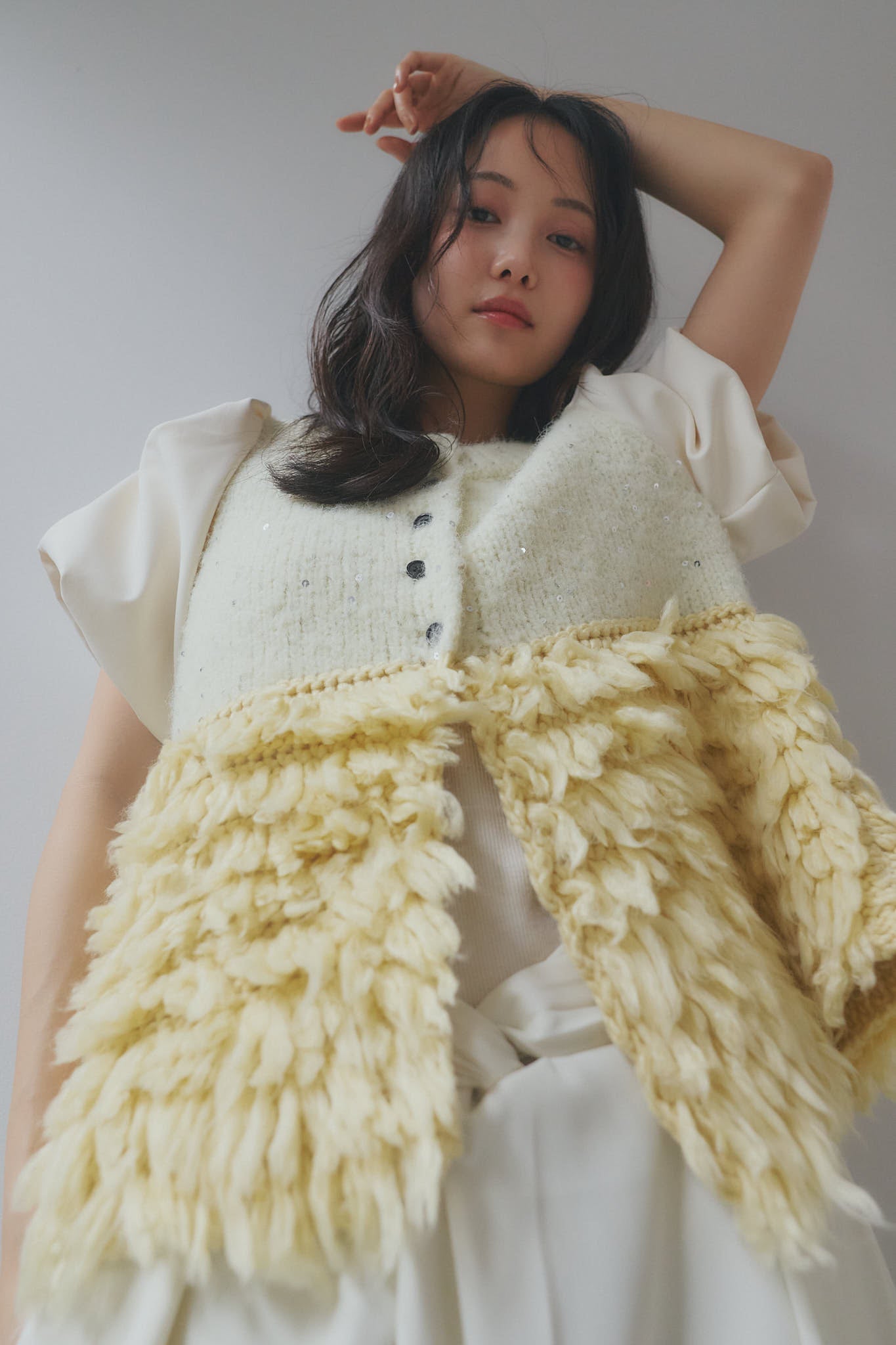 fringe design glitter summer knit