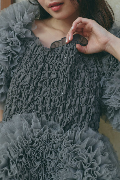 soft sparkle tulle blouse