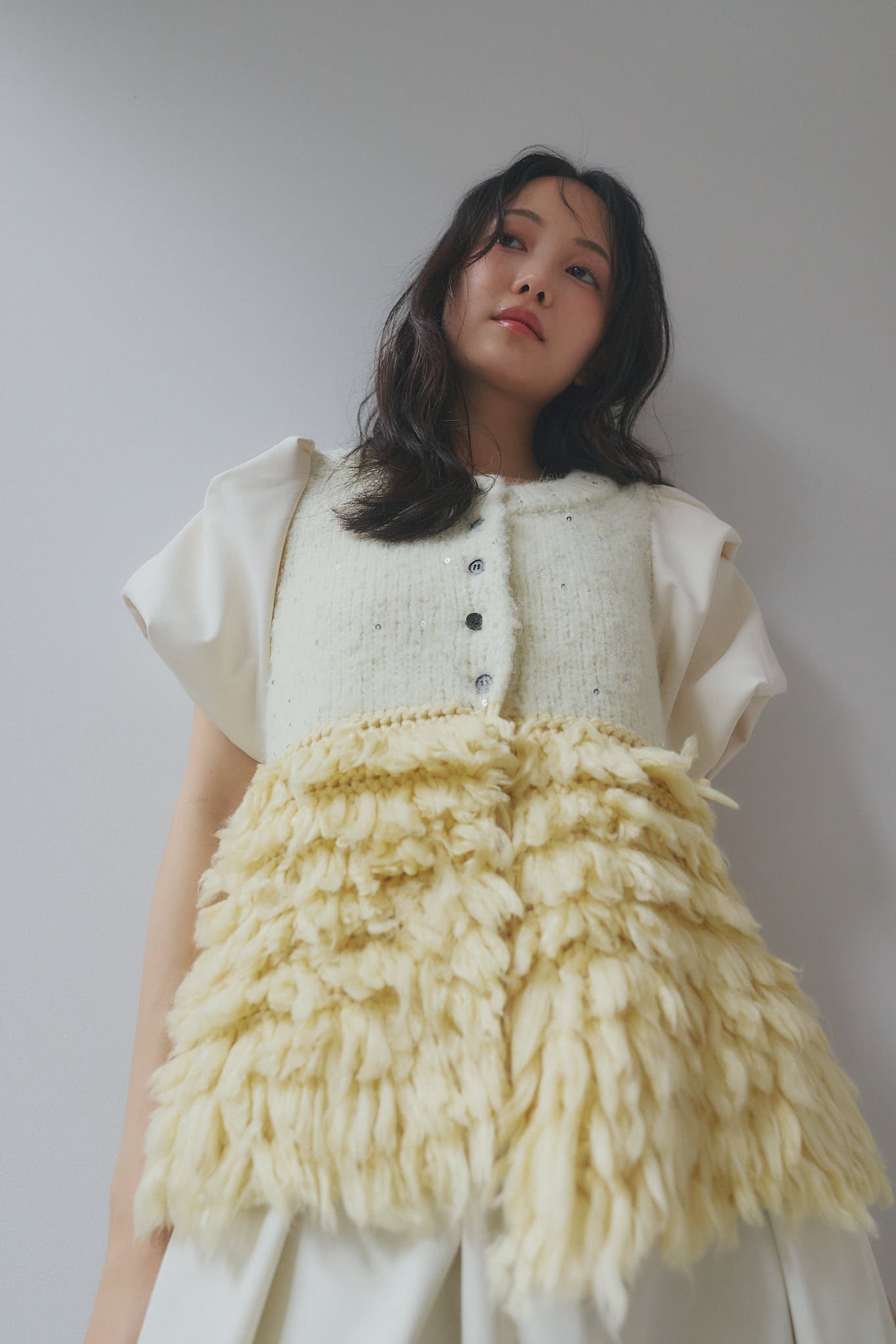 fringe design glitter summer knit