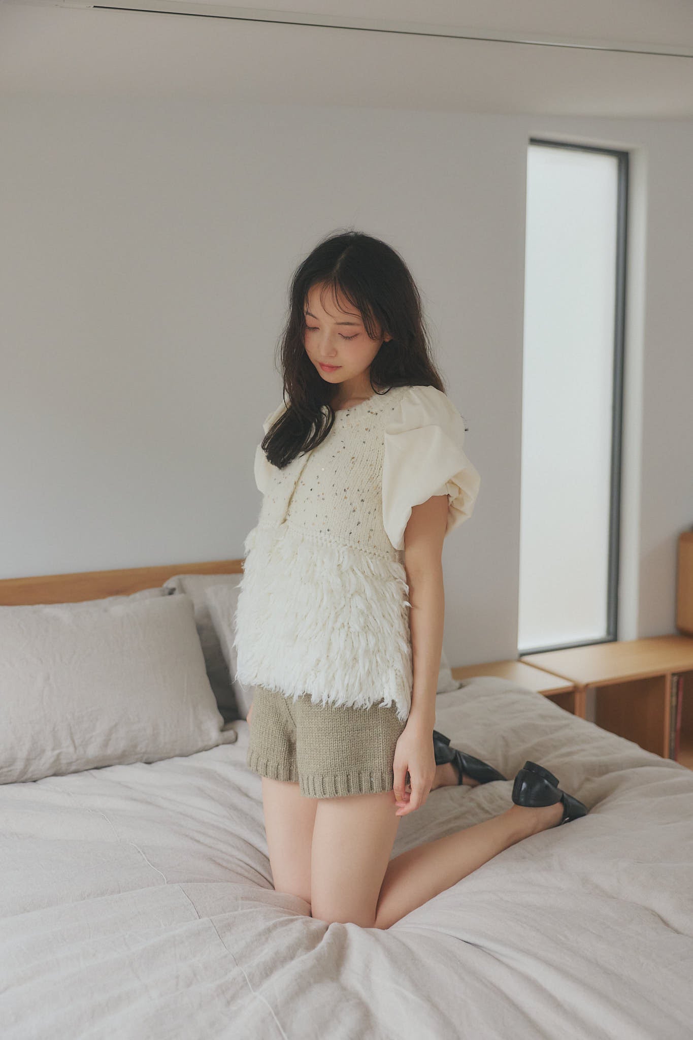 fringe design glitter summer knit