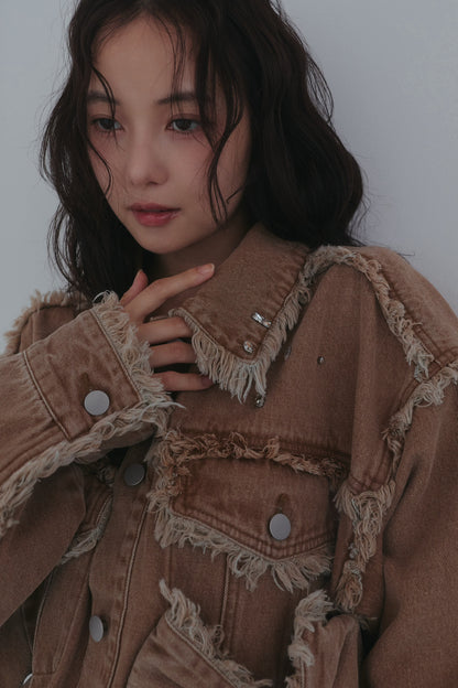 ribbon design denim jacket