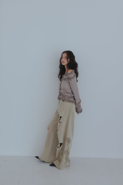 bicolor layered rib knit