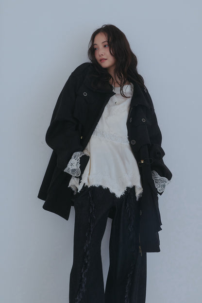 drawstring trench jacket