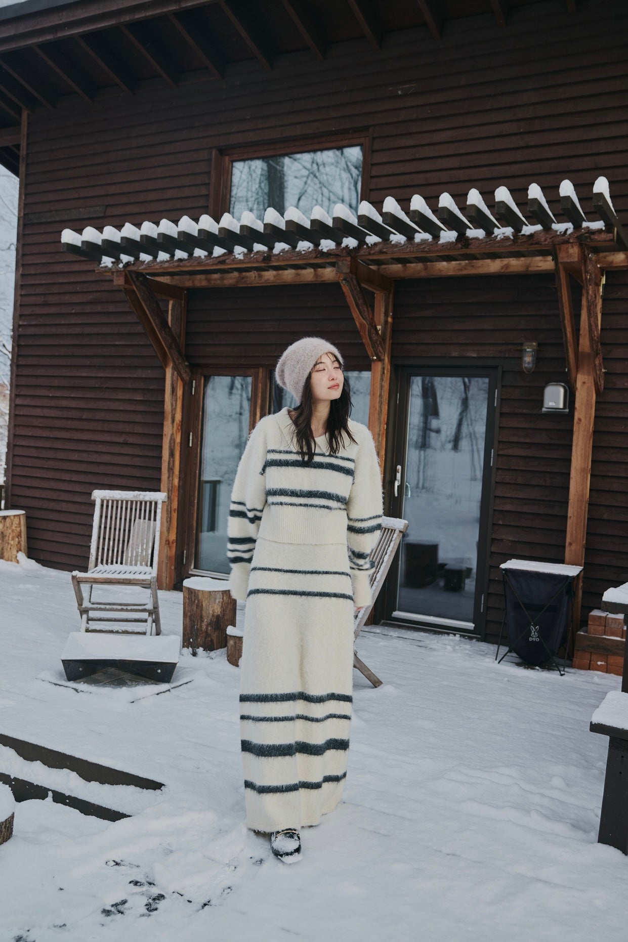 nuance border knit maxi skirt