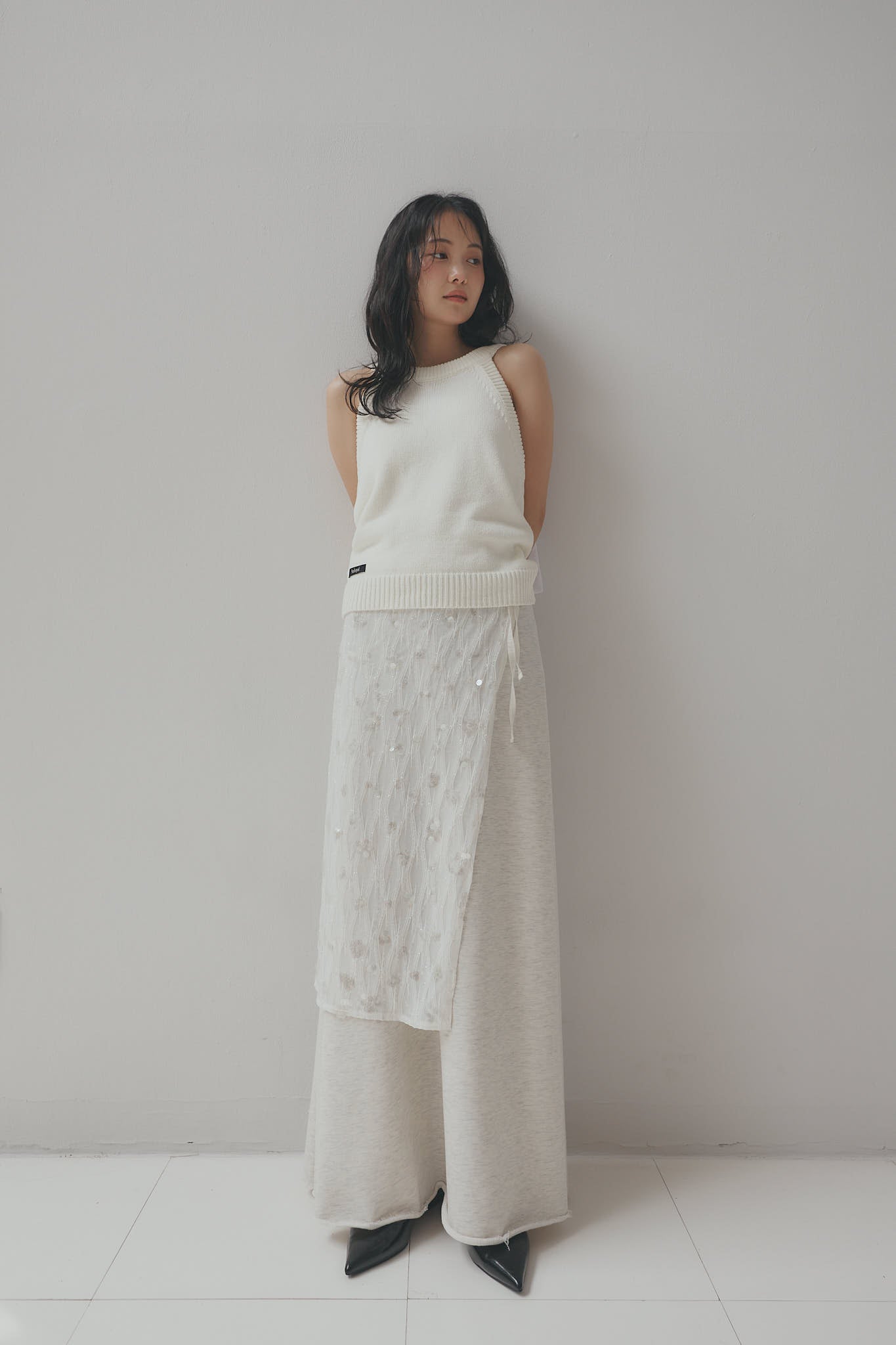 spangle layered sweat skirt