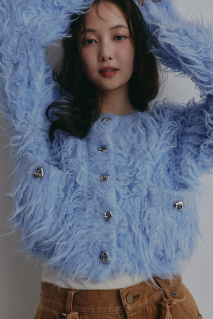 unique button short cardigan