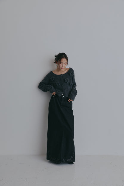 embroidered denim skirt