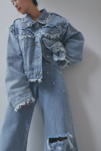 bijou fringe flare denim