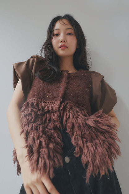 fringe design glitter summer knit