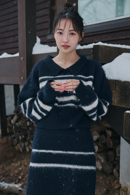 nuance border collar knit