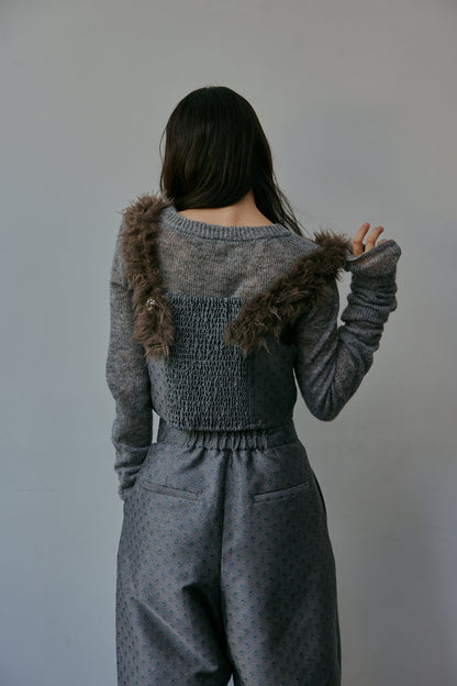 fur docking jacquard bustier