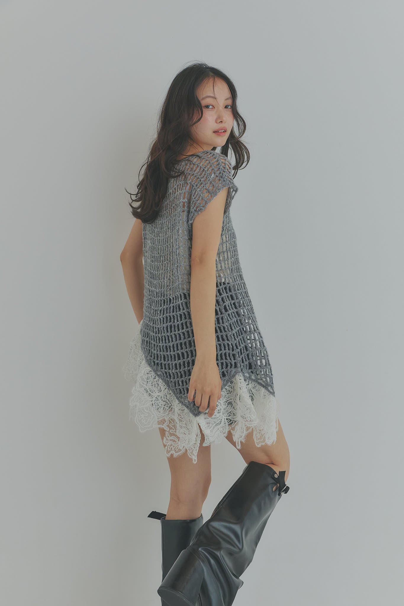 lace docking mesh knit