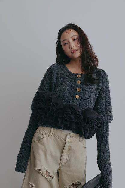 corsage knit cardigan