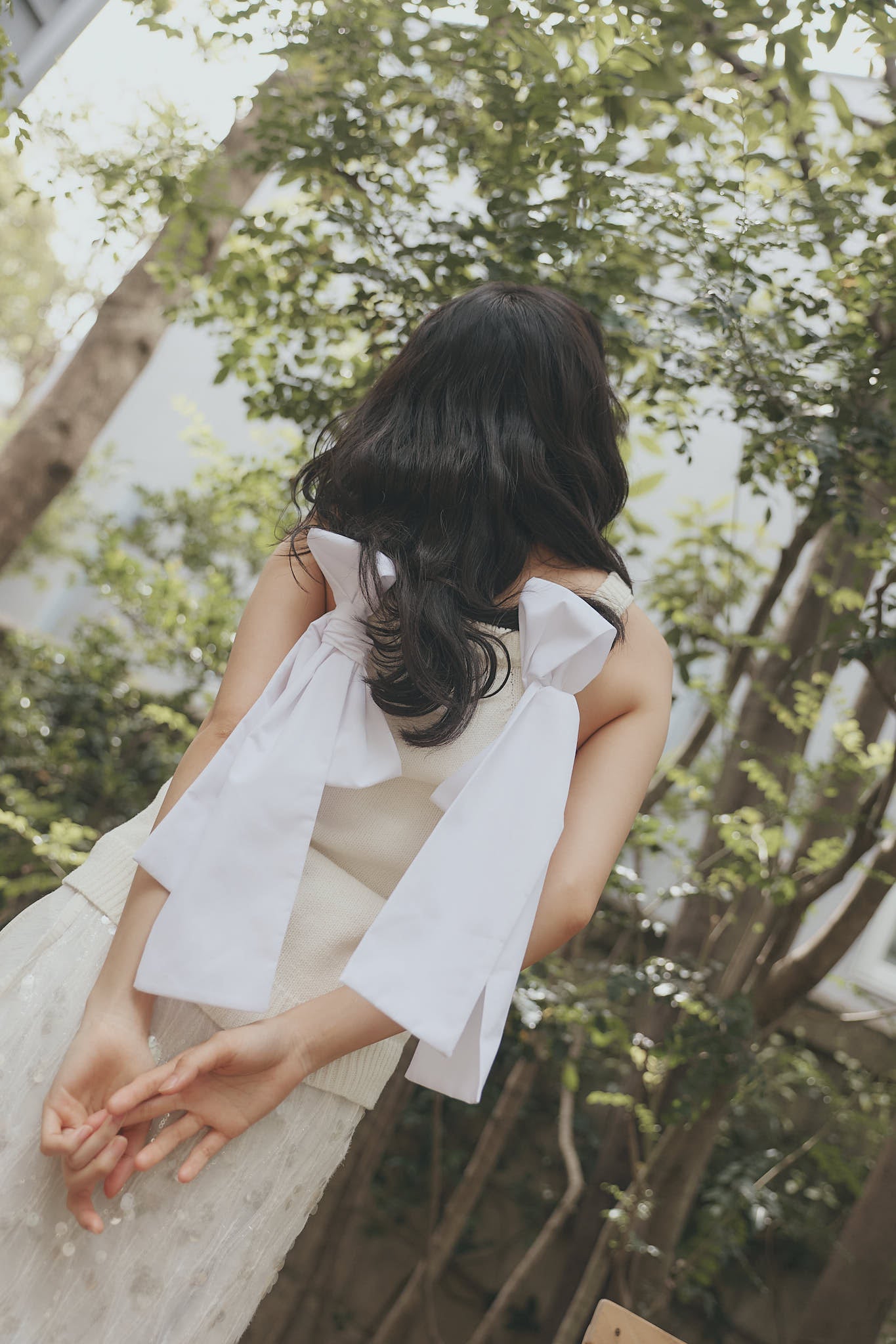 ribbon halter neck knit tops
