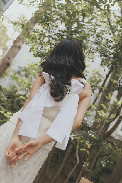 ribbon halter neck knit tops
