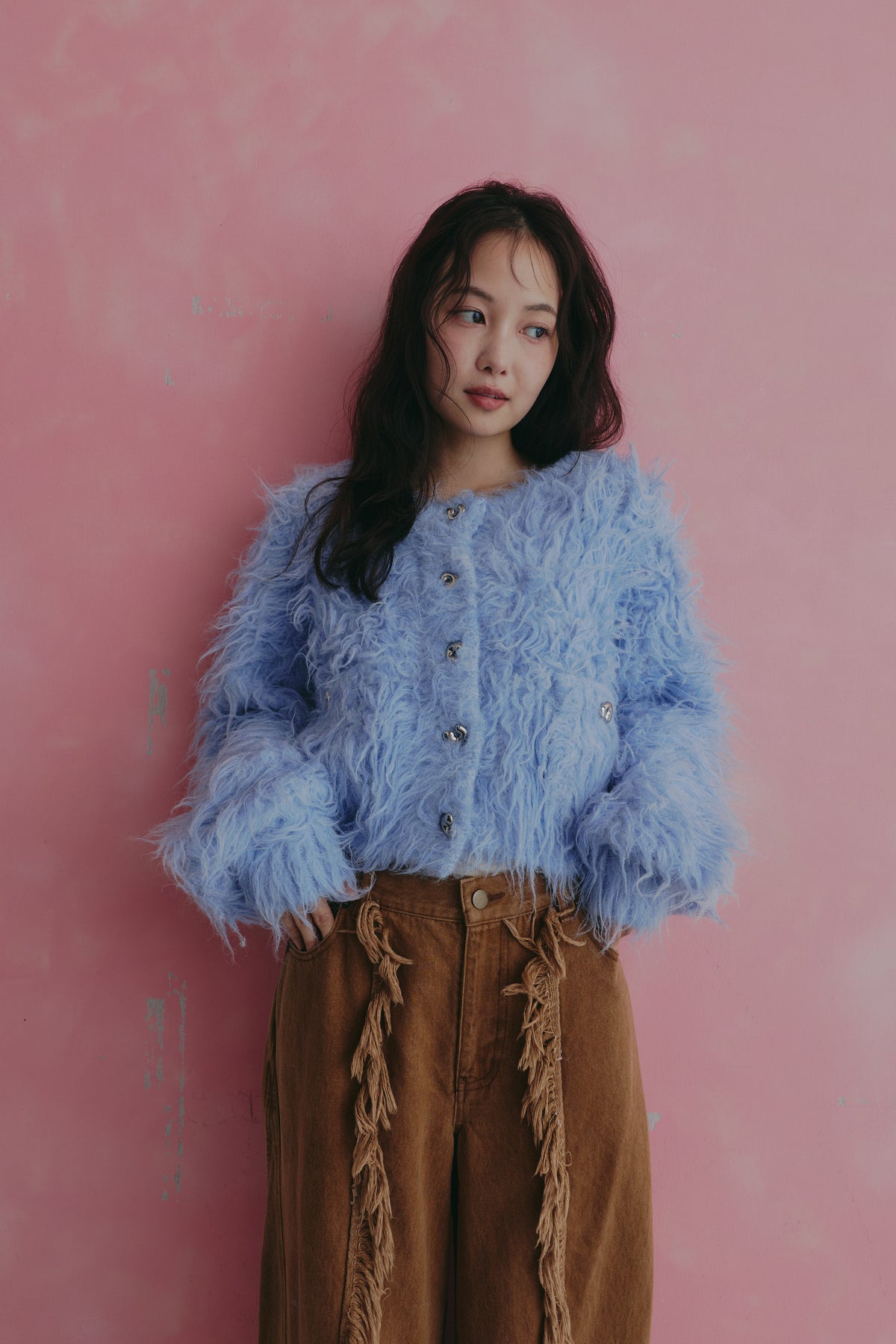 unique button short cardigan