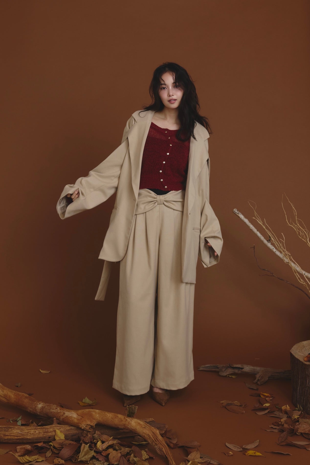 waist ribbon design pants