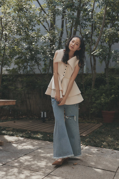 collar design peplum tops