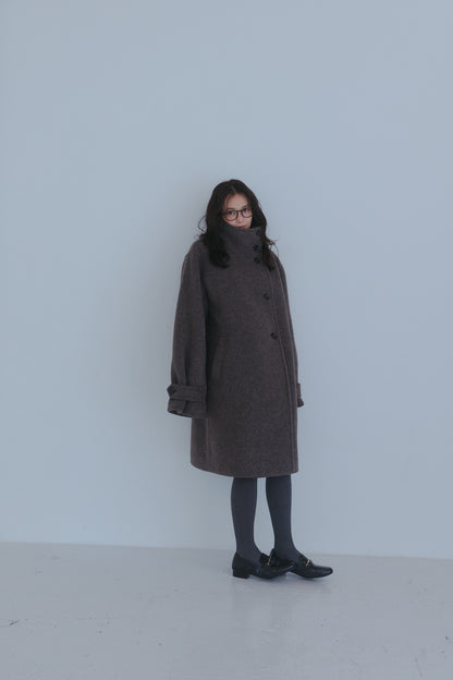 wrap collar wool coat