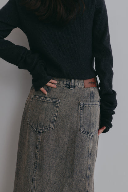 embroidered denim skirt