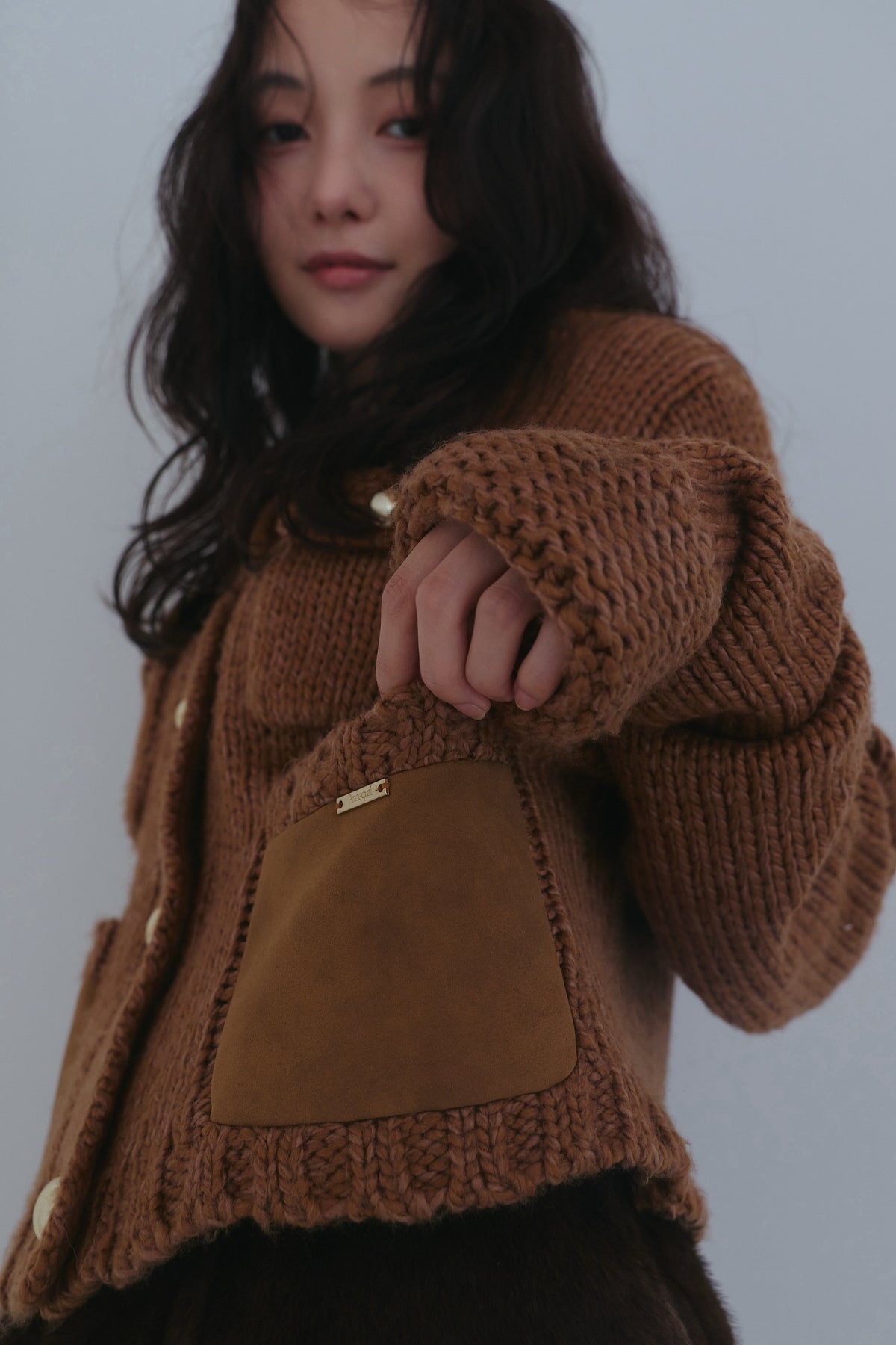 gold button pocket knit
