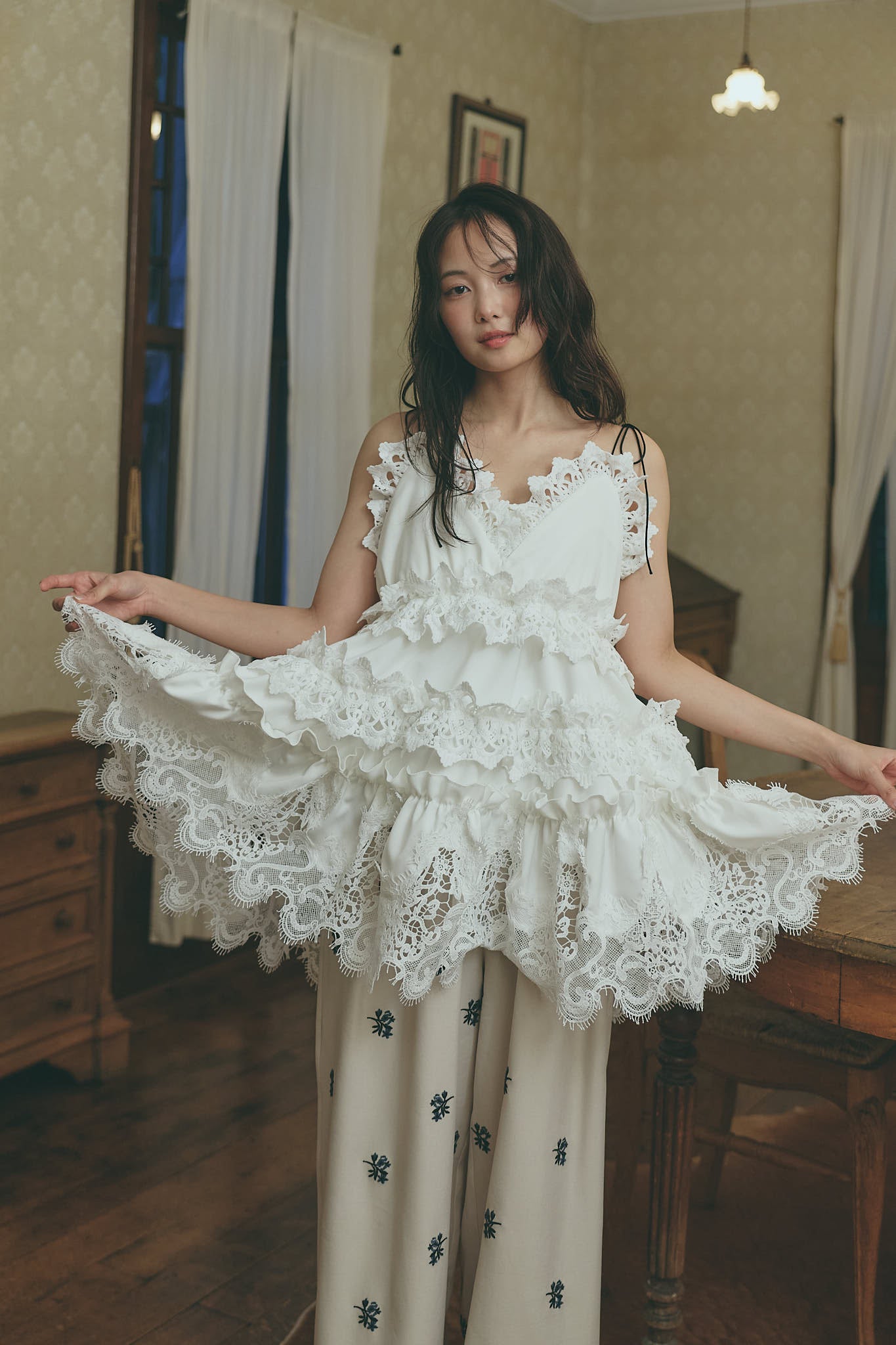 ワンピース Andequal bloom lace cami tunic bloom lace cami tunic – andequal