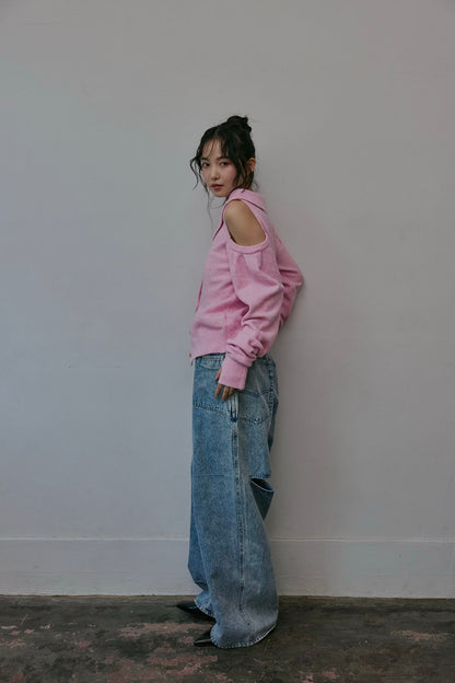 collar design shoulder knit