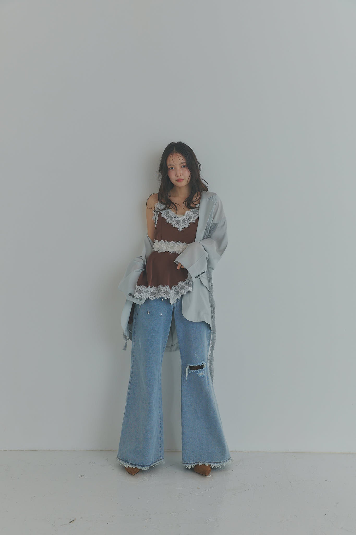 asymmetry lace camisole［6月下旬お届け］